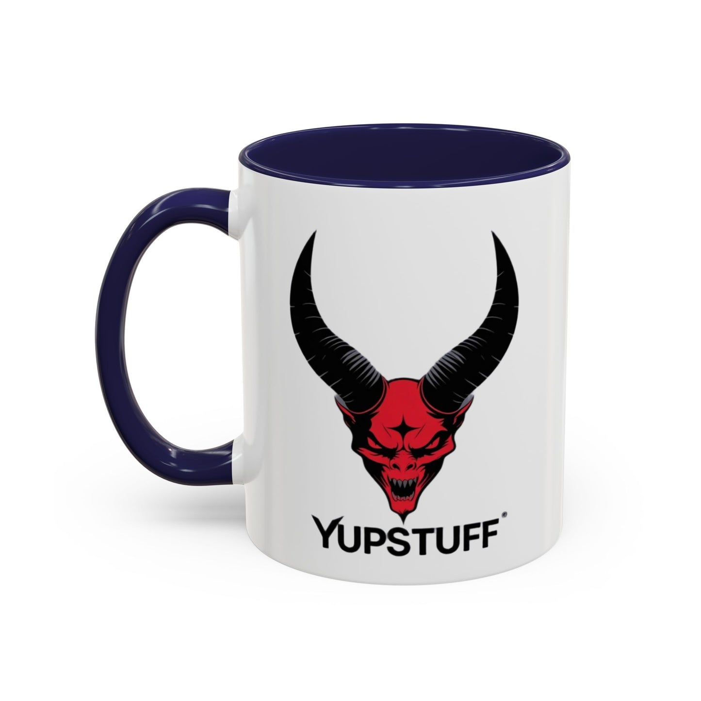 Custom YupStuff Accent Coffee Mug | Unique Gift for Coffee Lovers, Halloween Decor, Office, Home, Funny Mugs, Devil Design