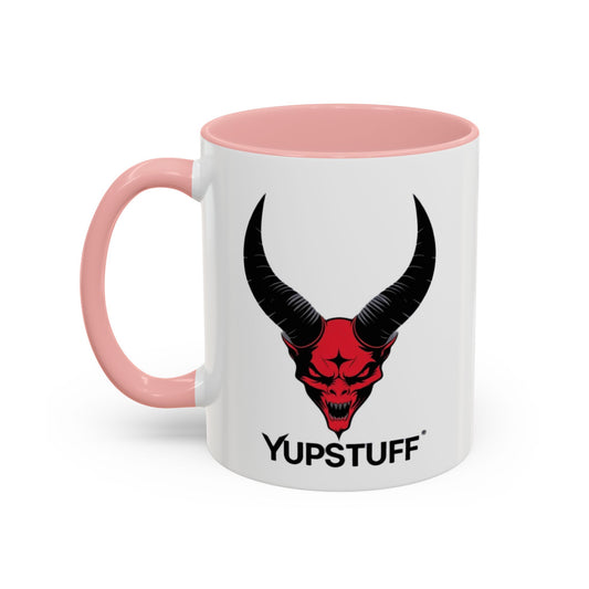 Custom YupStuff Accent Coffee Mug | Unique Gift for Coffee Lovers, Halloween Decor, Office, Home, Funny Mugs, Devil Design