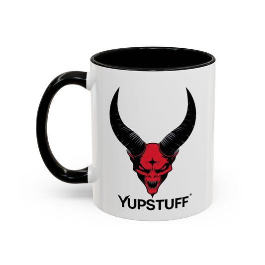 Custom YupStuff Accent Coffee Mug | Unique Gift for Coffee Lovers, Halloween Decor, Office, Home, Funny Mugs, Devil Design