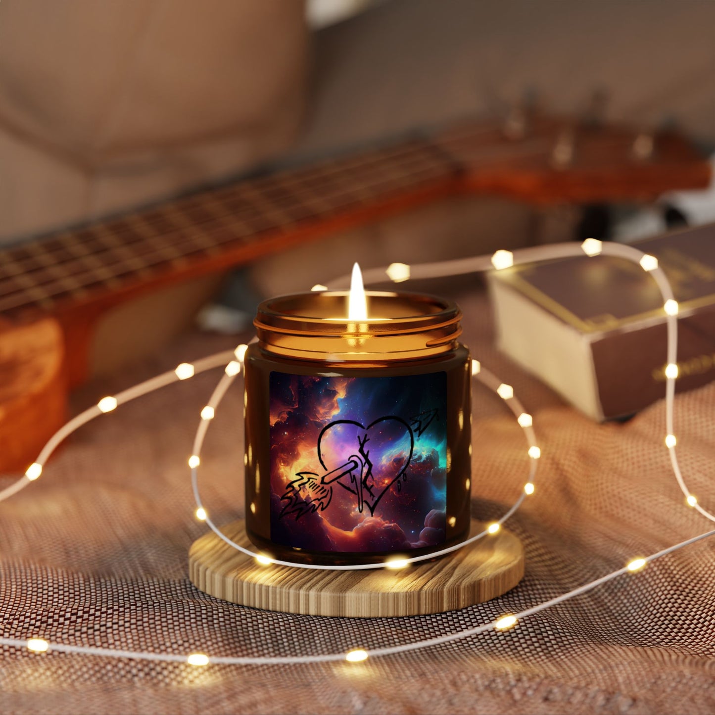 Cosmic Heart, Scented Candle, Aromatherapy Gift, Home Decor, Relaxation, Romantic Gift, Multi-Size Amber Jar