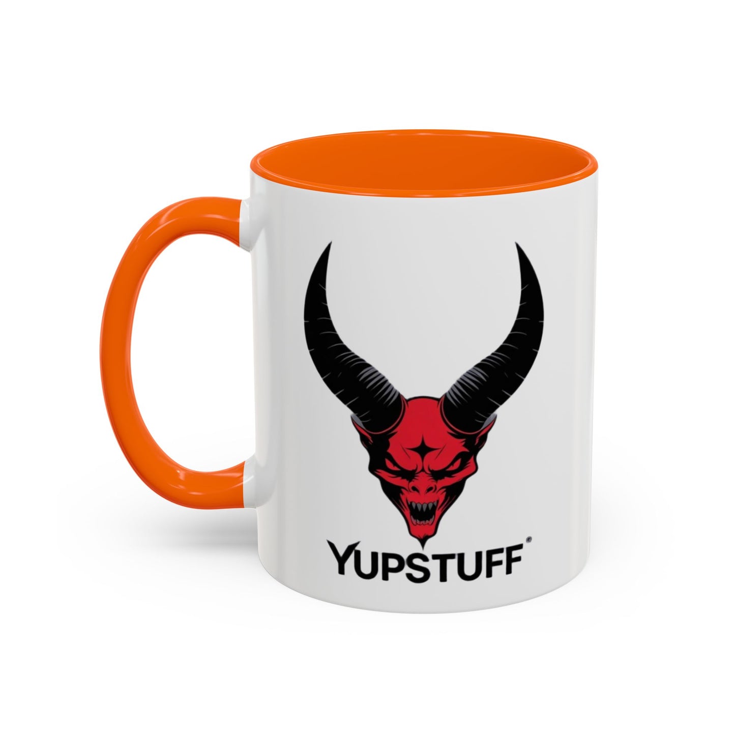 Custom YupStuff Accent Coffee Mug | Unique Gift for Coffee Lovers, Halloween Decor, Office, Home, Funny Mugs, Devil Design