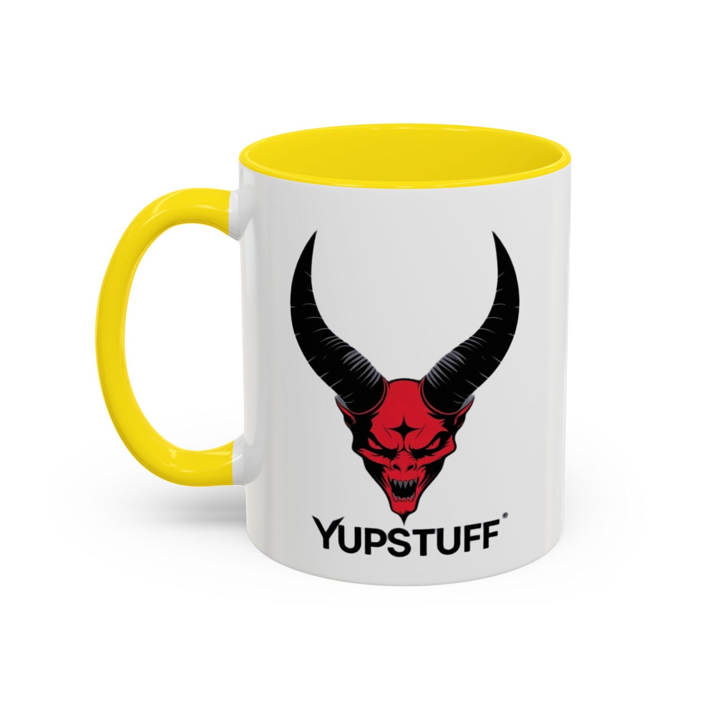 Custom YupStuff Accent Coffee Mug | Unique Gift for Coffee Lovers, Halloween Decor, Office, Home, Funny Mugs, Devil Design