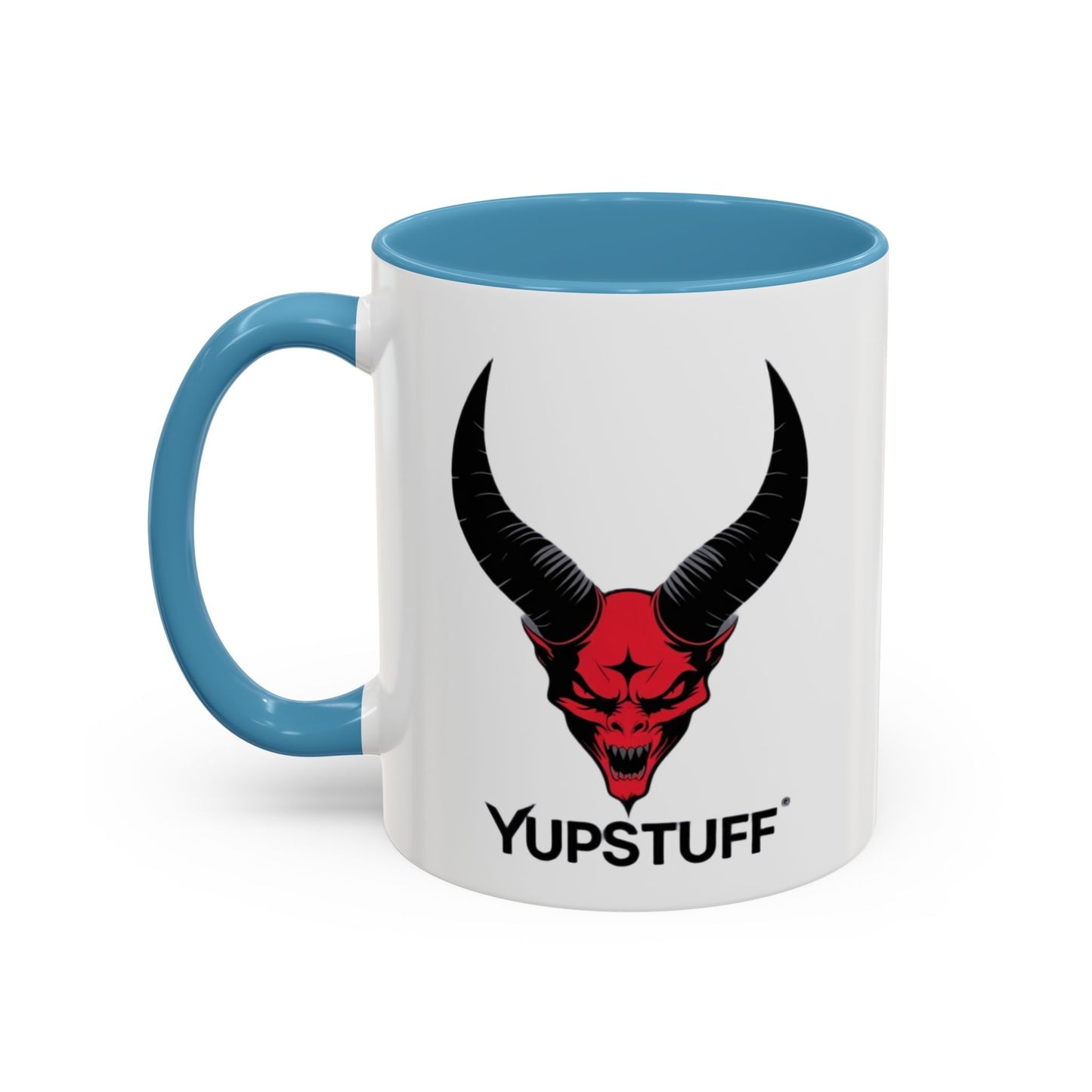 Custom YupStuff Accent Coffee Mug | Unique Gift for Coffee Lovers, Halloween Decor, Office, Home, Funny Mugs, Devil Design