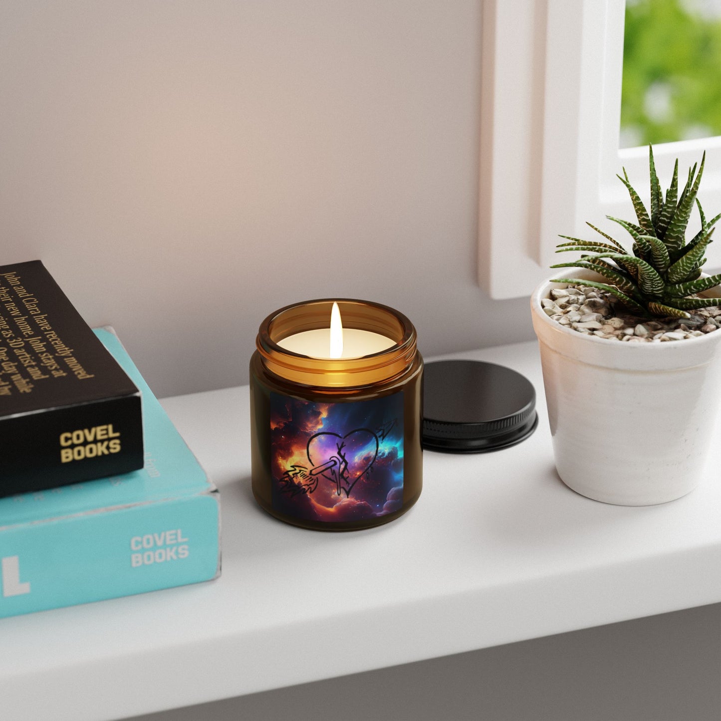 Cosmic Heart, Scented Candle, Aromatherapy Gift, Home Decor, Relaxation, Romantic Gift, Multi-Size Amber Jar