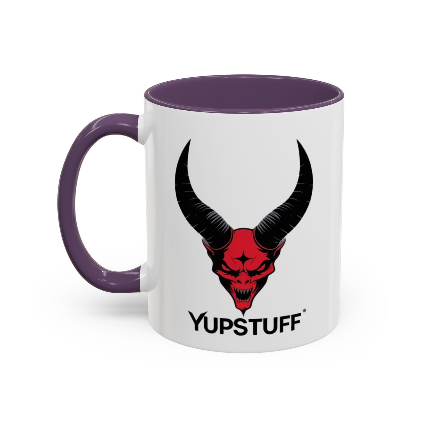 Custom YupStuff Accent Coffee Mug | Unique Gift for Coffee Lovers, Halloween Decor, Office, Home, Funny Mugs, Devil Design
