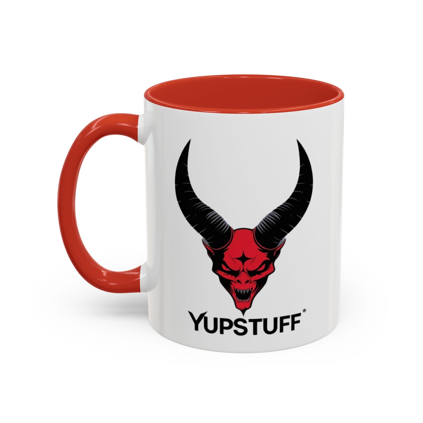 Custom YupStuff Accent Coffee Mug | Unique Gift for Coffee Lovers, Halloween Decor, Office, Home, Funny Mugs, Devil Design
