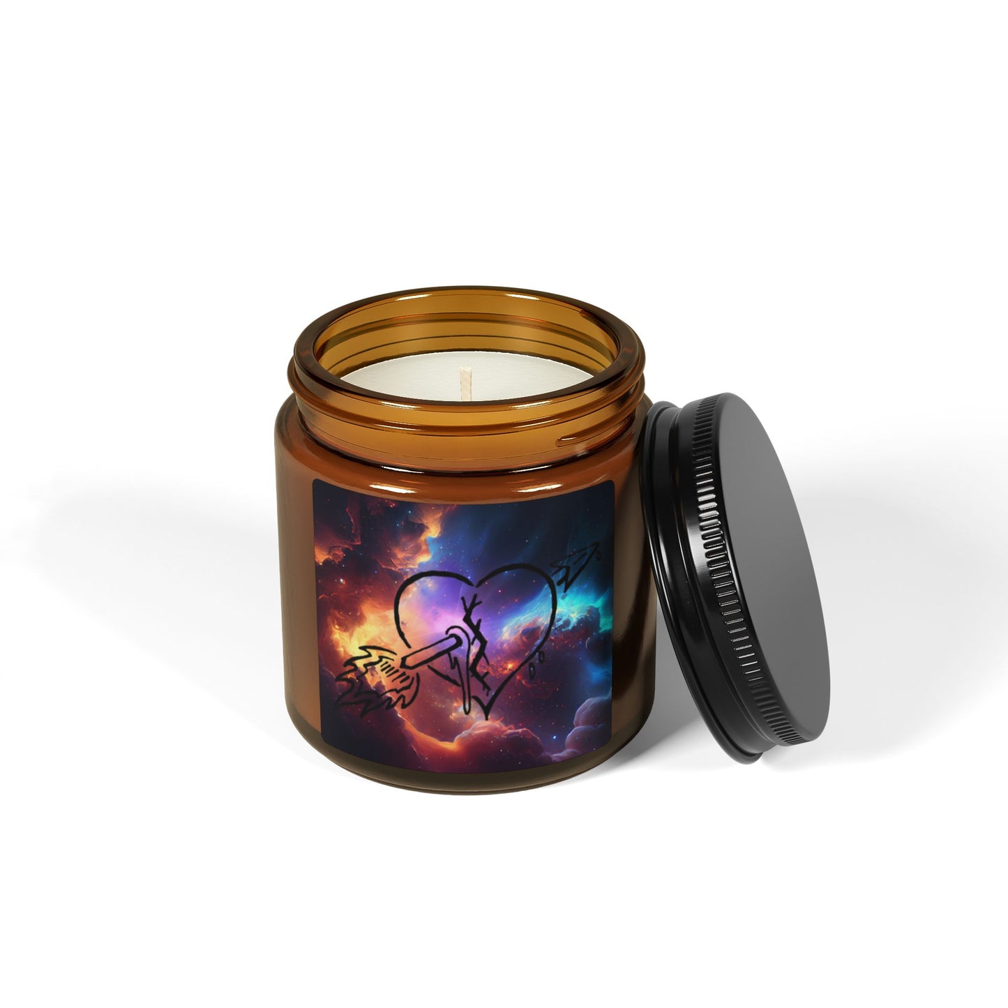 Cosmic Heart, Scented Candle, Aromatherapy Gift, Home Decor, Relaxation, Romantic Gift, Multi-Size Amber Jar