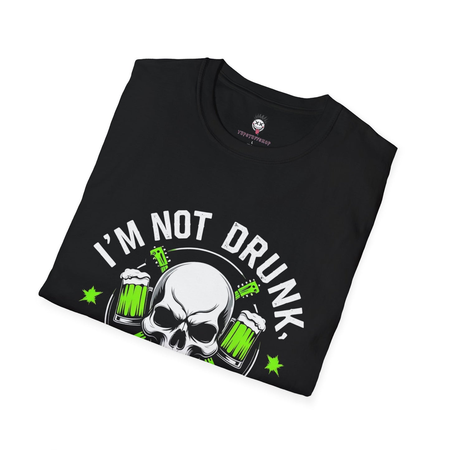 “I’m Not Drunk, I’m Punk” – Custom YupStuff Skull & Beers Graphic Tee